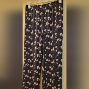 Silky SATIN Banana Republic Floral‎ Navy & Pink Lounge Bottoms (Size Small)